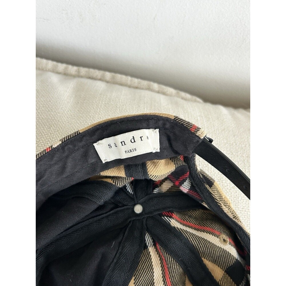 Sandro Plaid Hat Baseball Cap One Size Nova Check Adjustable Back Preppy - Picture 5 of 7